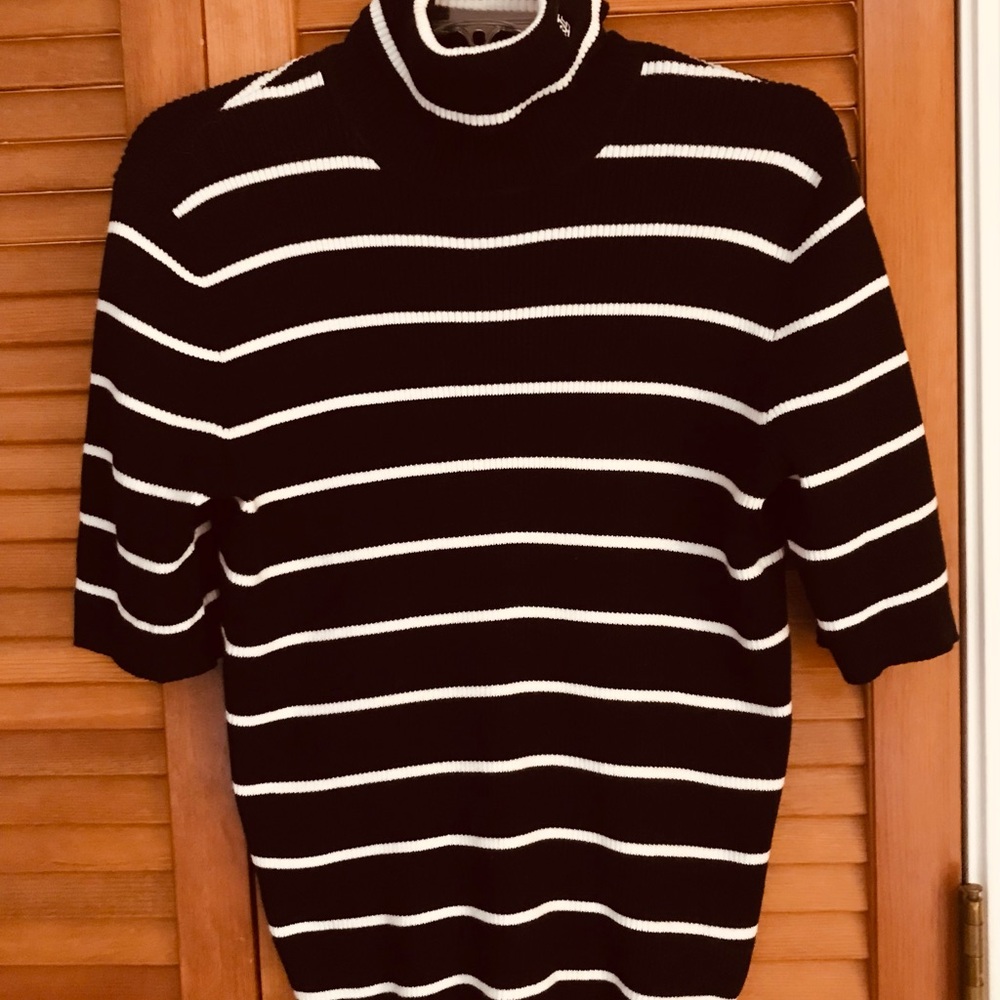 Lauren Ralph Lauren BLK/WHT S/Sleeve Turtleneck